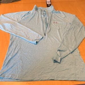 Under Armour 1/4 quarter zip long sleeve workout shirt light blue heat gear